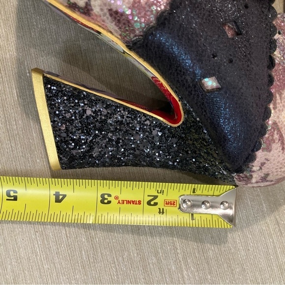 IRREGULAR CHOICE Sz 39 Metallic Sparkle Heel Bow Laser Cutouts Almond  Toe Shoes - Picture 9 of 14